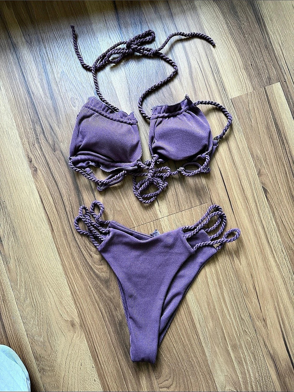 Zaful Two-Piece Ribbed Bikini in Purple Size Small NWOT